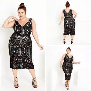City Chic ‘Dress All Class’ Lace Overlay Dress – Size XXL (24) – New With Tag